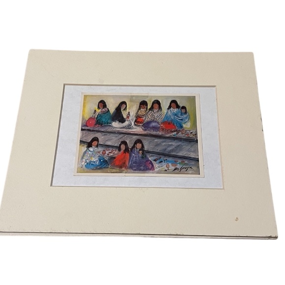 Ted DEGRAZIA Signed Paper Reproduction Native American Children Series Matted - Picture 3 of 6